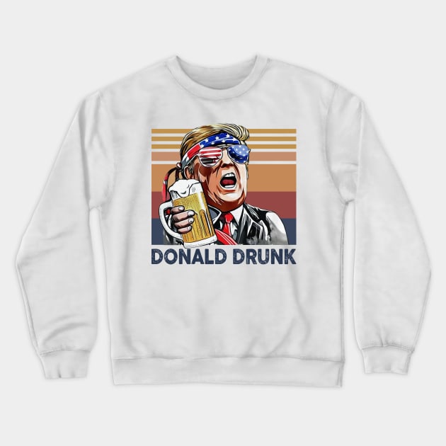 Donald Trump Drunk US Drinking 4th Of July Vintage Shirt Independence Day American T-Shirt Crewneck Sweatshirt by Krysta Clothing